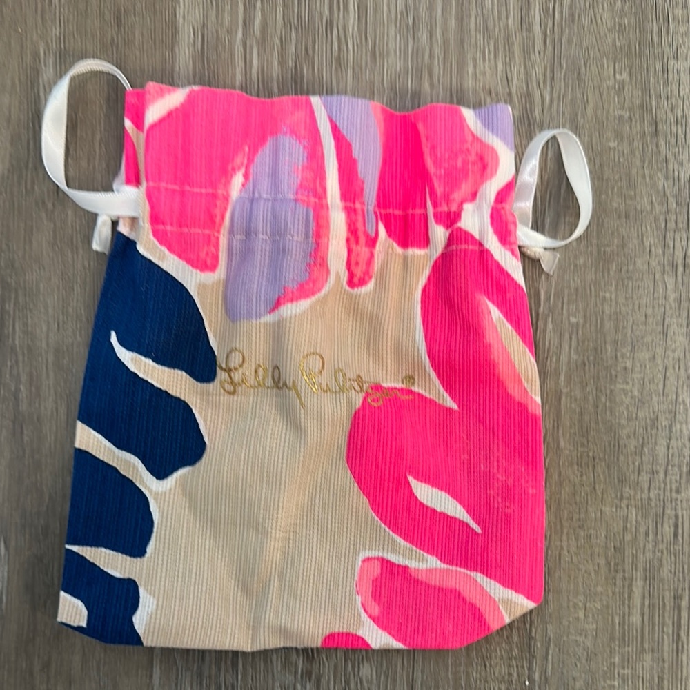 Lilly Pulitzer Pink and Blue Tropical Print Pouch